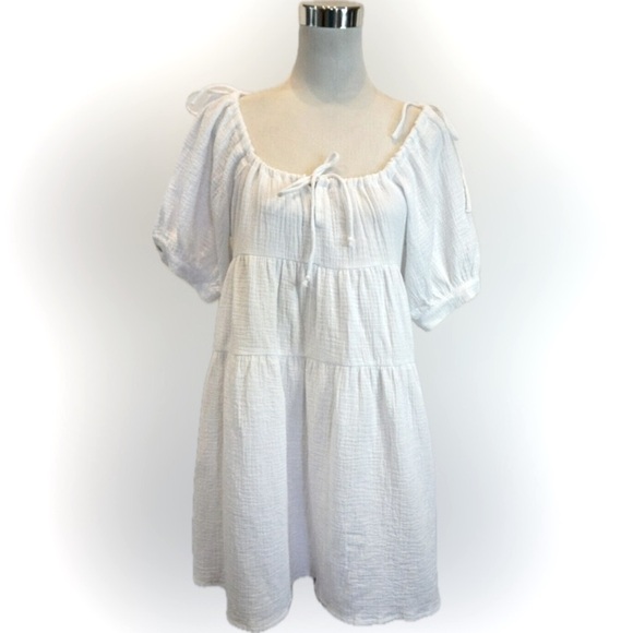 Petal & Pup Dresses & Skirts - Petal & Pup White Puff Sleeve Tiered Midi Dress